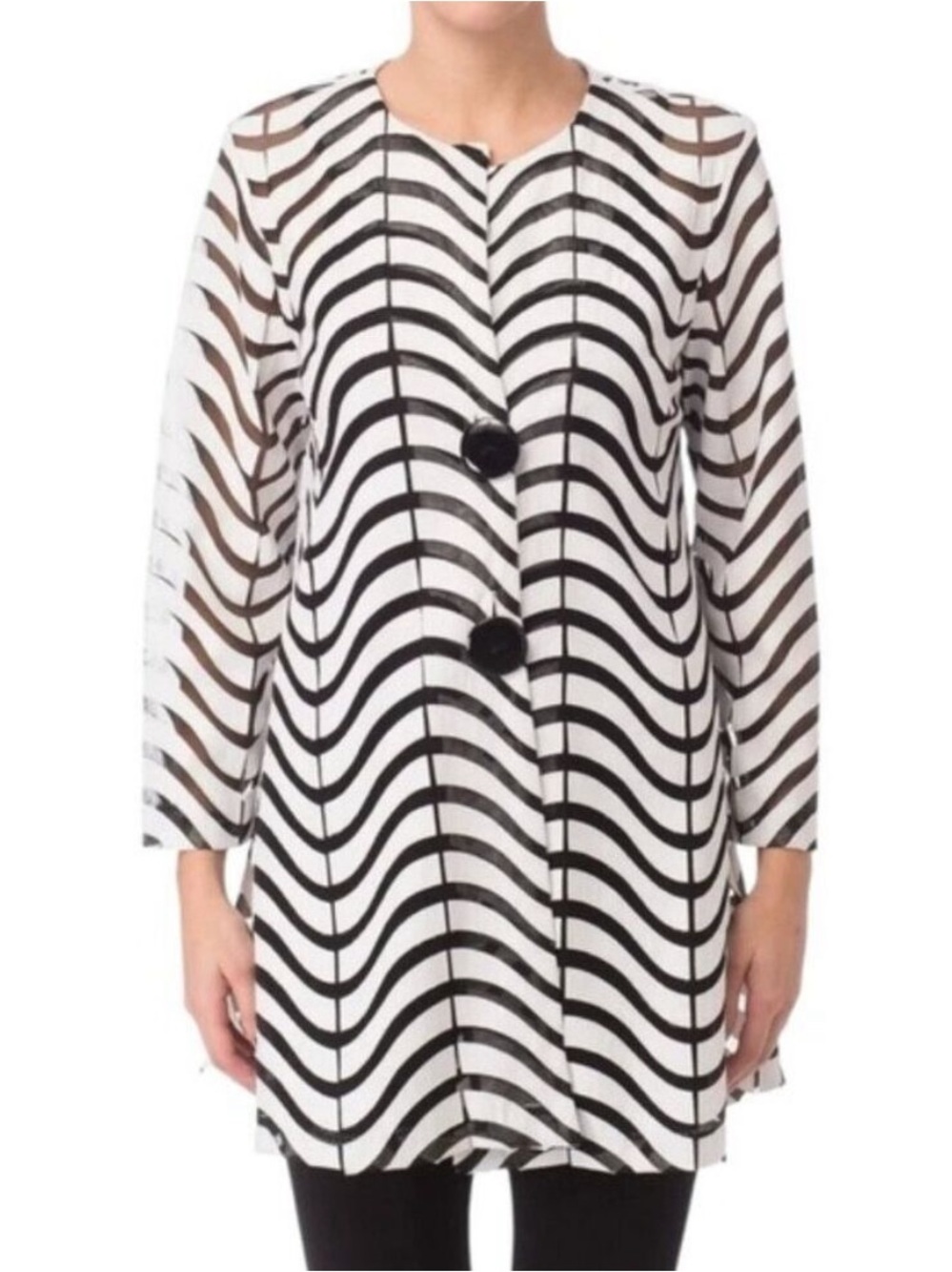 Joseph Ribkoff Zebra Vegan Leather Mesh Coat 171816‎ Size 8 EUC